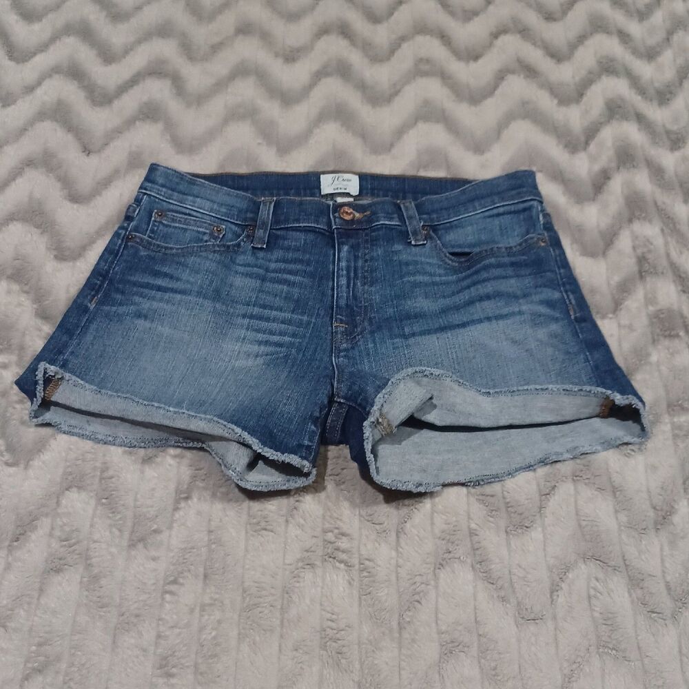 J Crew Womens Size 29 Blue Medium Wash Raw Hem Cutoff Denim Jean Shorts
